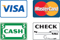 We Accept Visa, MasterCard, Cash, and Checks